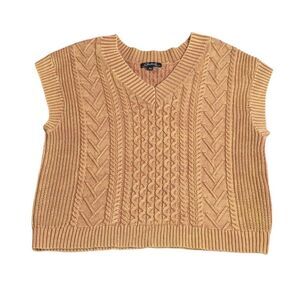 Charlie B Sweater Vest Womens Large Cider Cable Knit Preppy Fisherman Casual